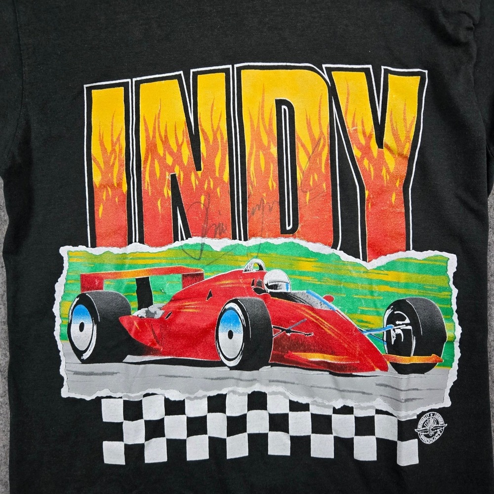Vintage Indy Car Racing T Shirt Mens Small Black 90s Single Stitch USA Signed - Picture 2 of 13